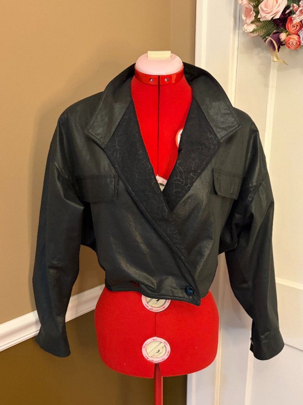 1988 Vintage Black Biker Jacket with Attitude!